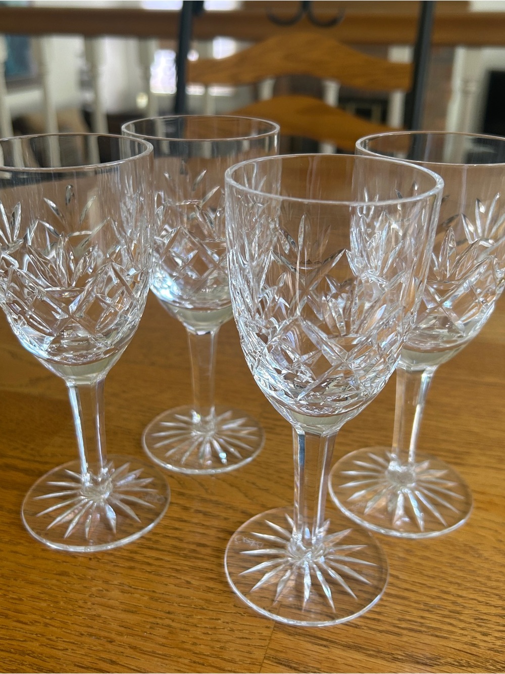 Vintage Etched Crystal Wine Glasses by Ceskci - Set of 4 in mint condition